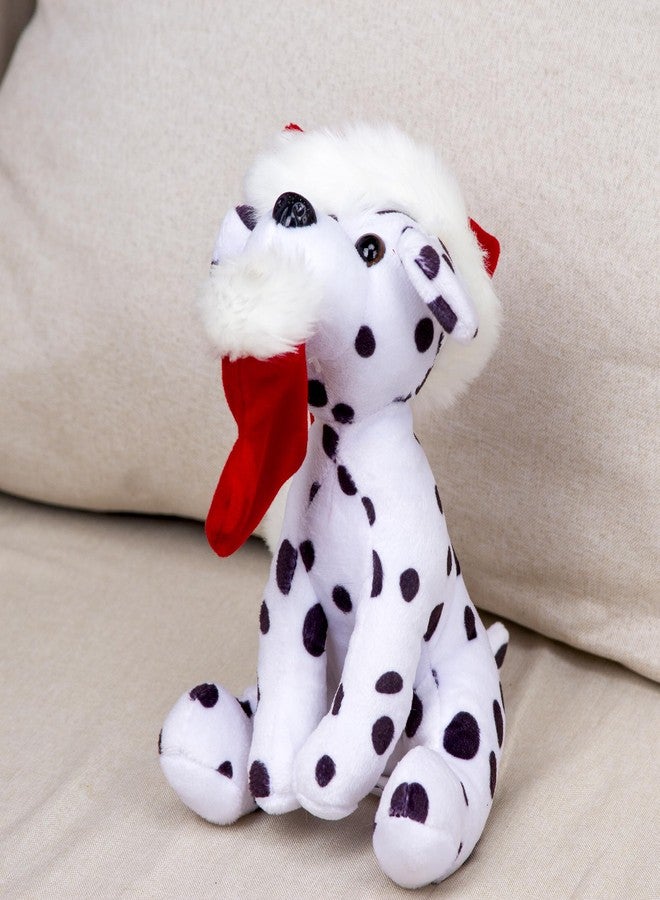 Plushland دمية كلب قطيفة من Plushland Xmas Pawpal مع قبعة سانتا، بحجم 8 بوصات، هدية مثالية للأطفال في يوم عيد الميلاد (دالميشن). - Image 5